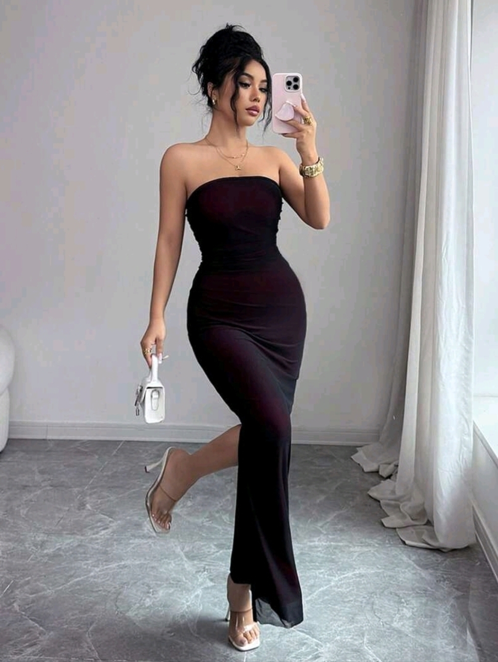 Raffinéa Strapless Gradient Mesh  Slim-Fitting Hip-Hugging Long Dress - Picture 7 of 8